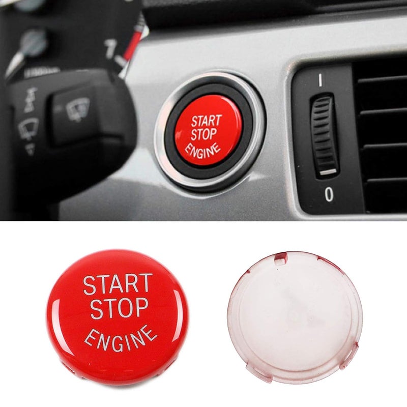 Jaronx زر بدء وإيقاف رياضي باللون الأحمر متوافق مع BMW (سلسلة 1 3 5 6 X1 X3 X5 X6، E81 E90 E91 E60 E63 E84 E83 E70 E71) ، زر تشغيل المحرك واستبدال زر بدء وإيقاف الطاقة. - Image 5